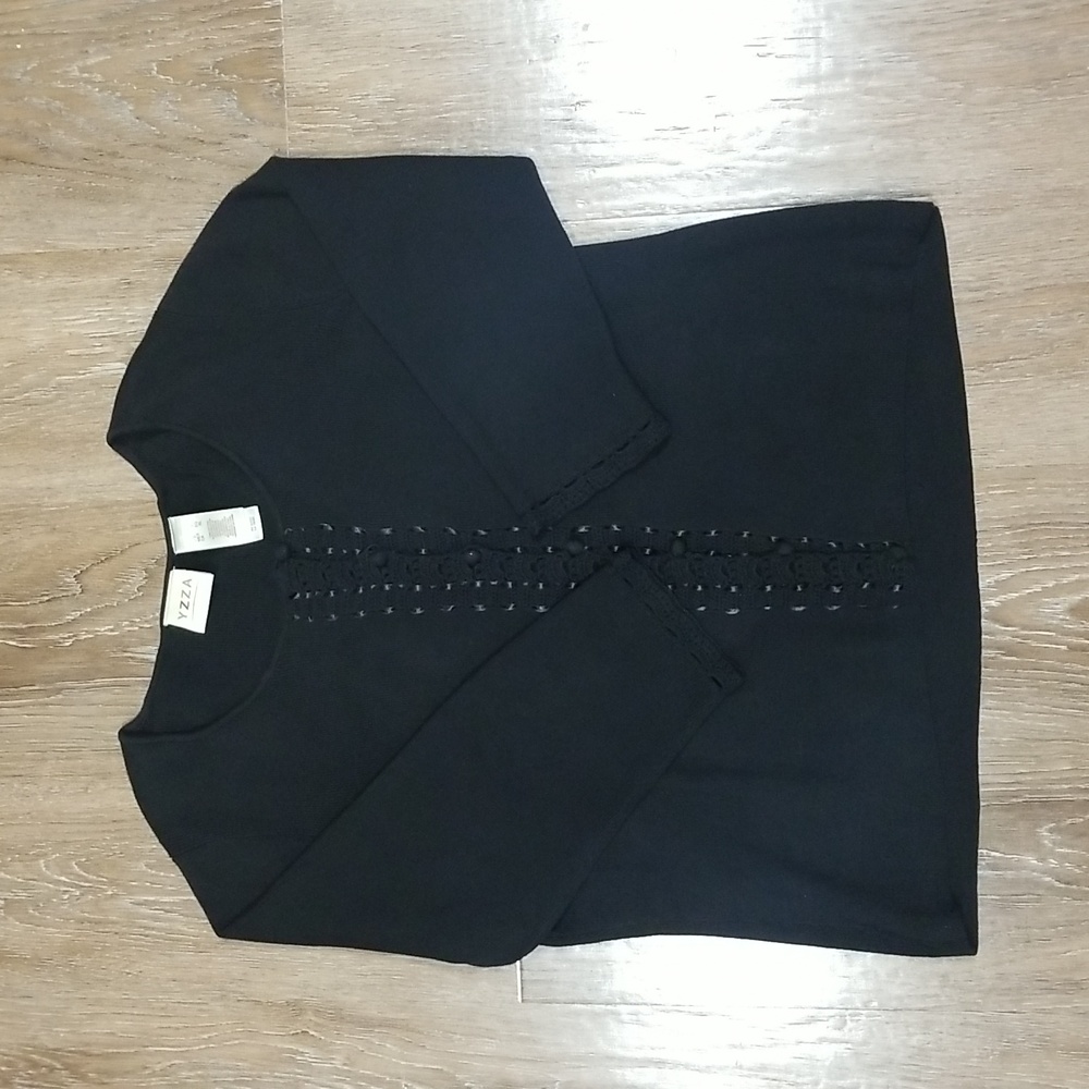 (XL) Yzza Crochet Accents Comfortable Embroidered Business Casual Cozy